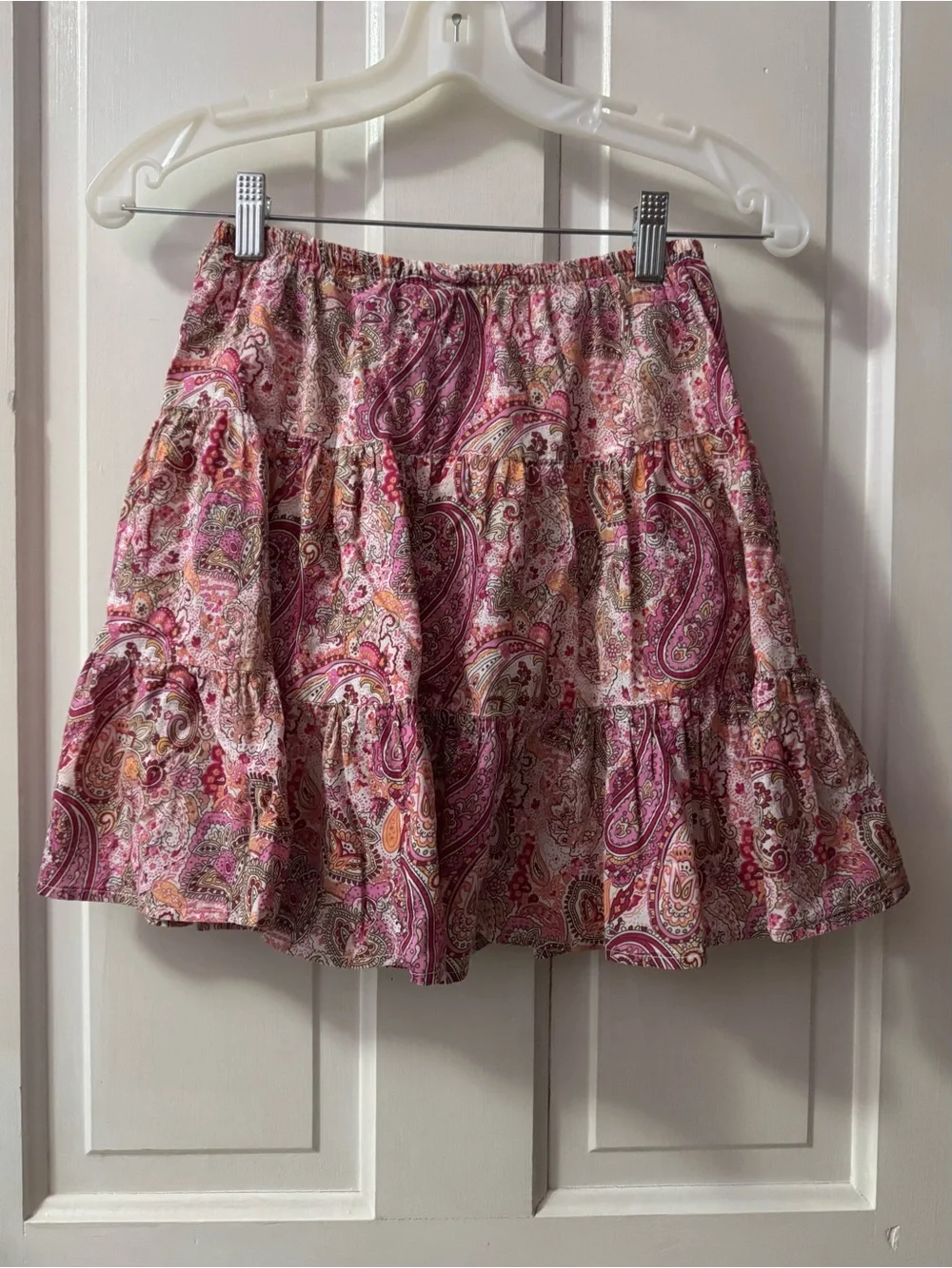 Simply Southern Pink Paisley Tiered Mini Skirt